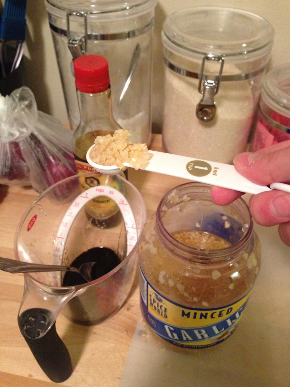 Add 1 tsp of minced garlic to the honey mixture.