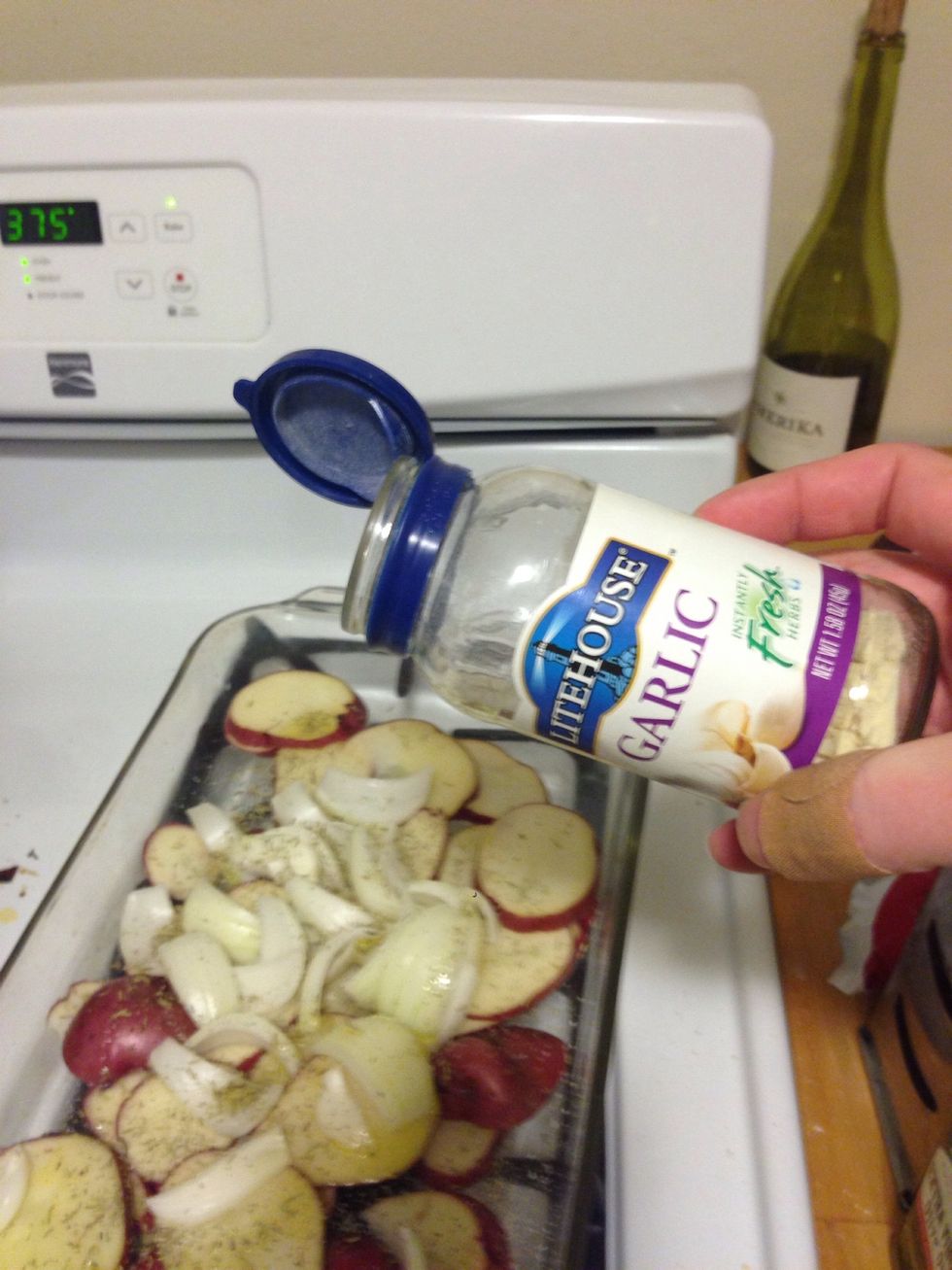 Add 1 tsp of minced garlic to the potato mixture