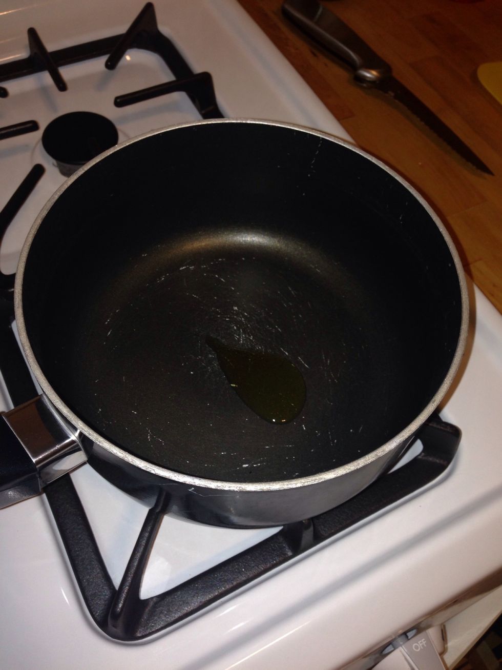 Add 1 tsp of olive oil to a pan and put on high heat.