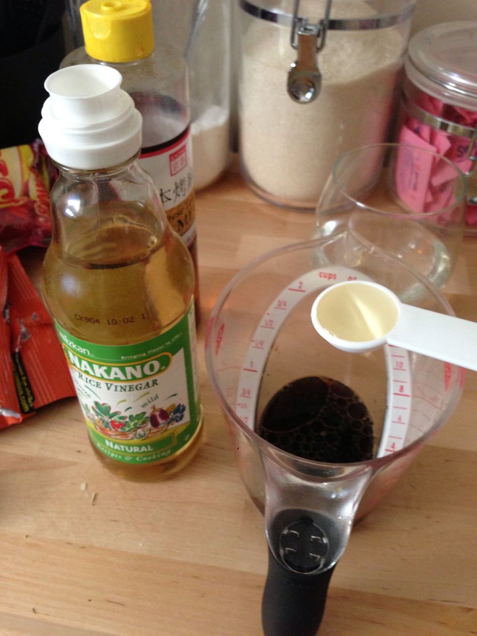 Add 1 tsp of rice vinegar to the mixture.