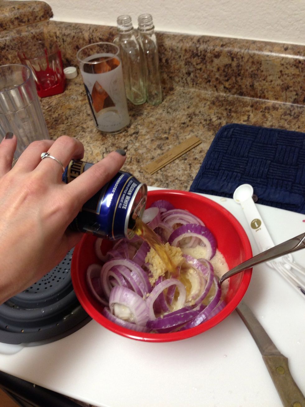 Add 12 oz of any type of beer to the mix.
