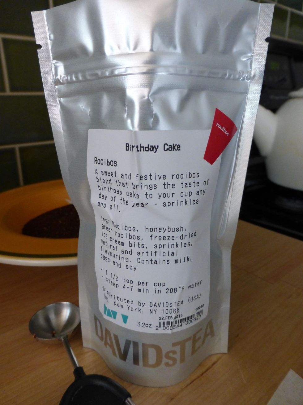 Add 12 Teaspoons of Loose Leaf Davids Tea Birthday Cake tea.