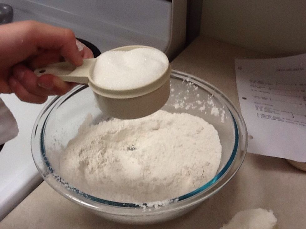 Add 125 mL to bowl with flour