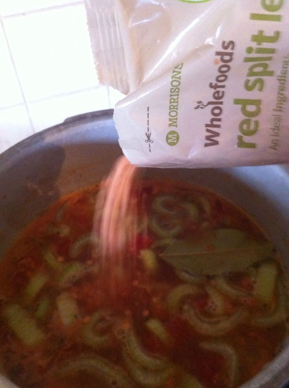 Add 125g of Red Lentils or quarter of a pound