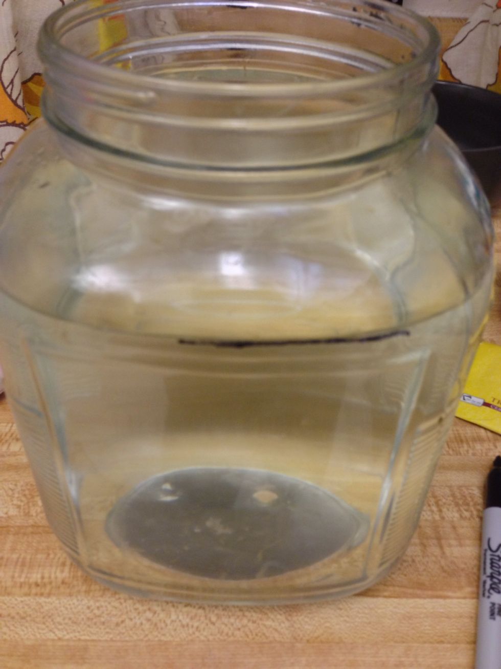 Add 13 cups of water to your jar, mark it, then dump it.