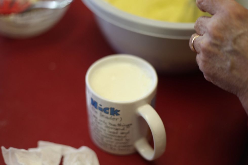 Add 1cup of milk a little at a time.