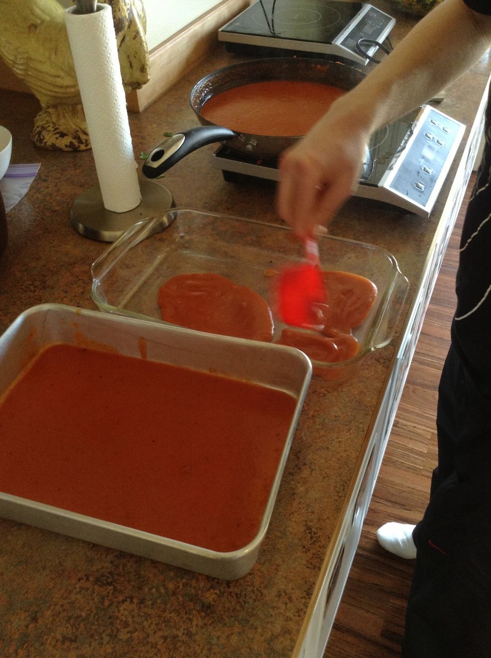 Add 1cup sauce to both baking dish