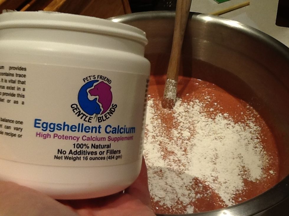 Add 1t calcium (optional) for each pound of liver. Compost your egg shells, don't grind in Vitamix as egg shells are harder than the plastic and scratch it up, obscuring the view through the plastic.