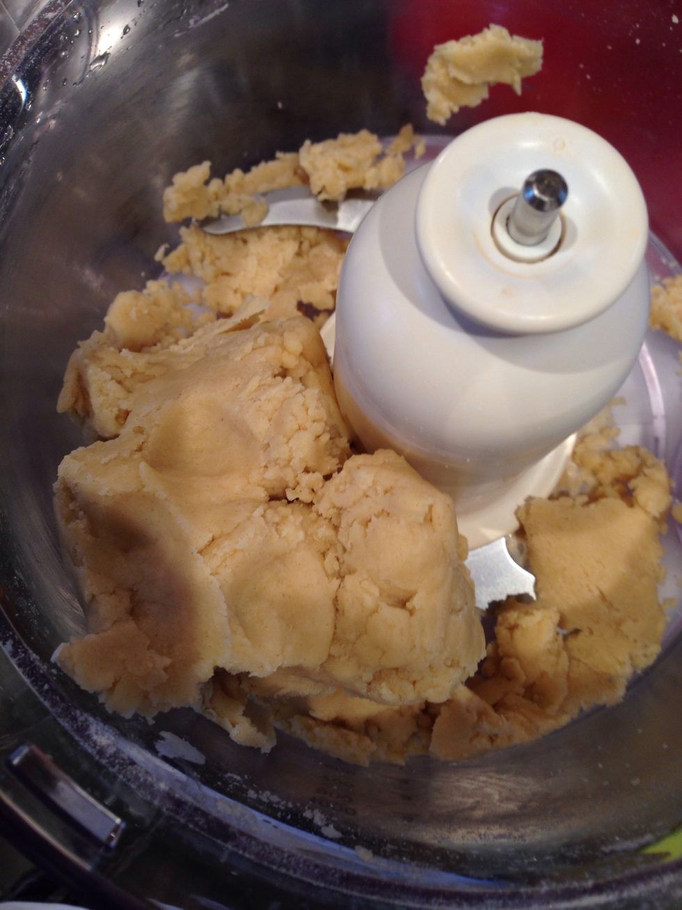 Add 2-3 tbls water until though mix comes together to form a pastry ball