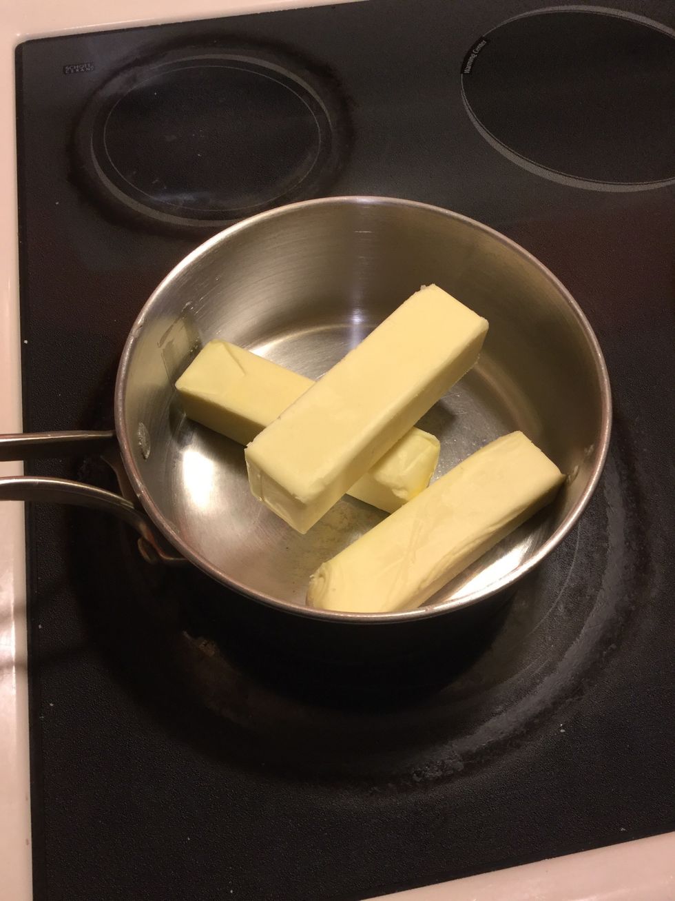 Add 2 and 1/2 cups of butter in a sauce pan *the heat is not on yet*