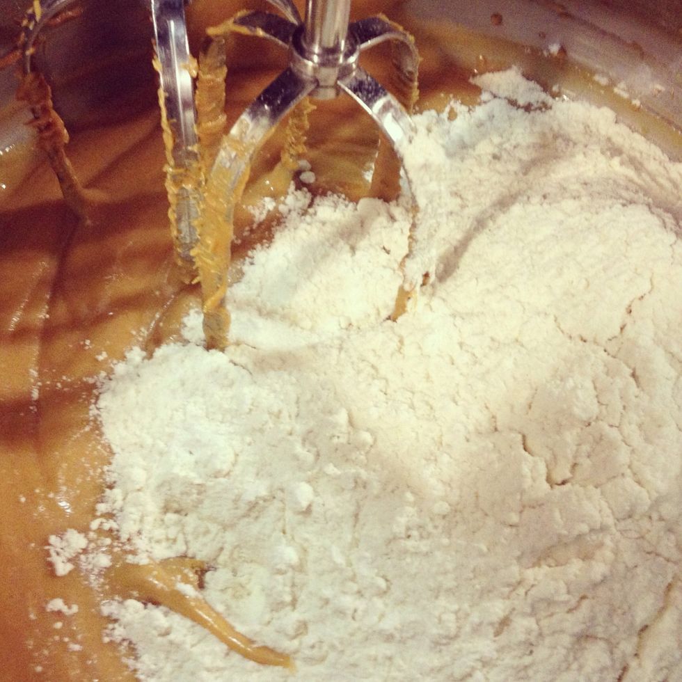 Add 2 cups of Bisquick mix. Continue to mix at medium-low speed until smooth.