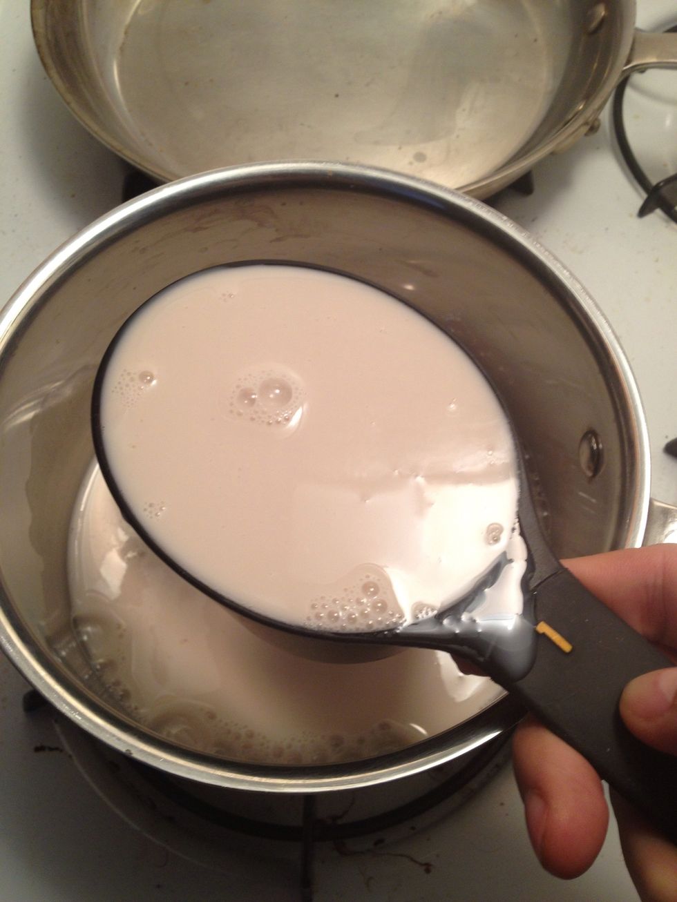 Add 2 cups to a sauce pan.