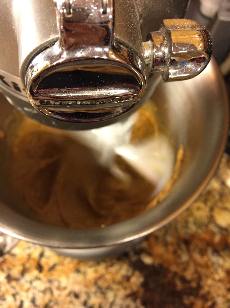 Add 2 eggs, and beat for 3 minutes in your mixer!