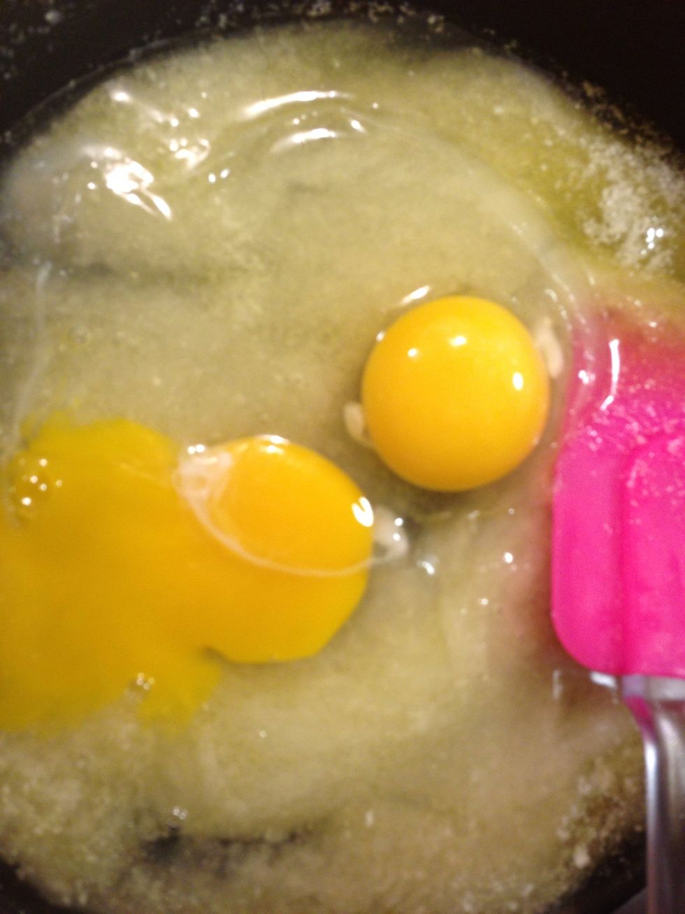 Add 2 eggs and beat