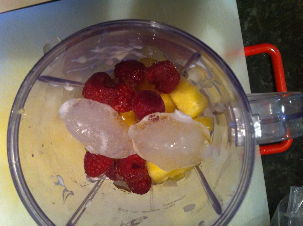Add 2 ice cubes.