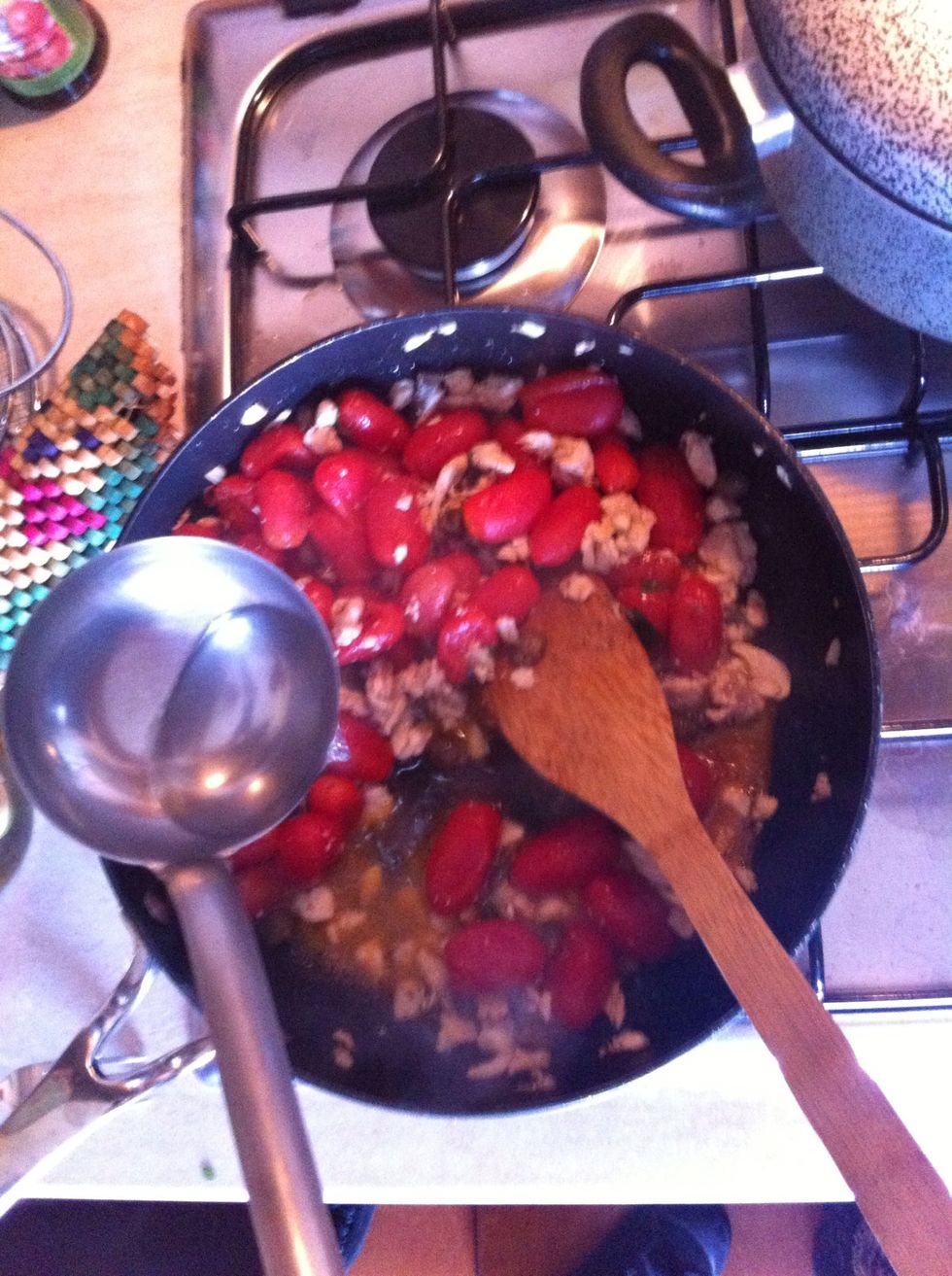 add 2 ladles of warm water.