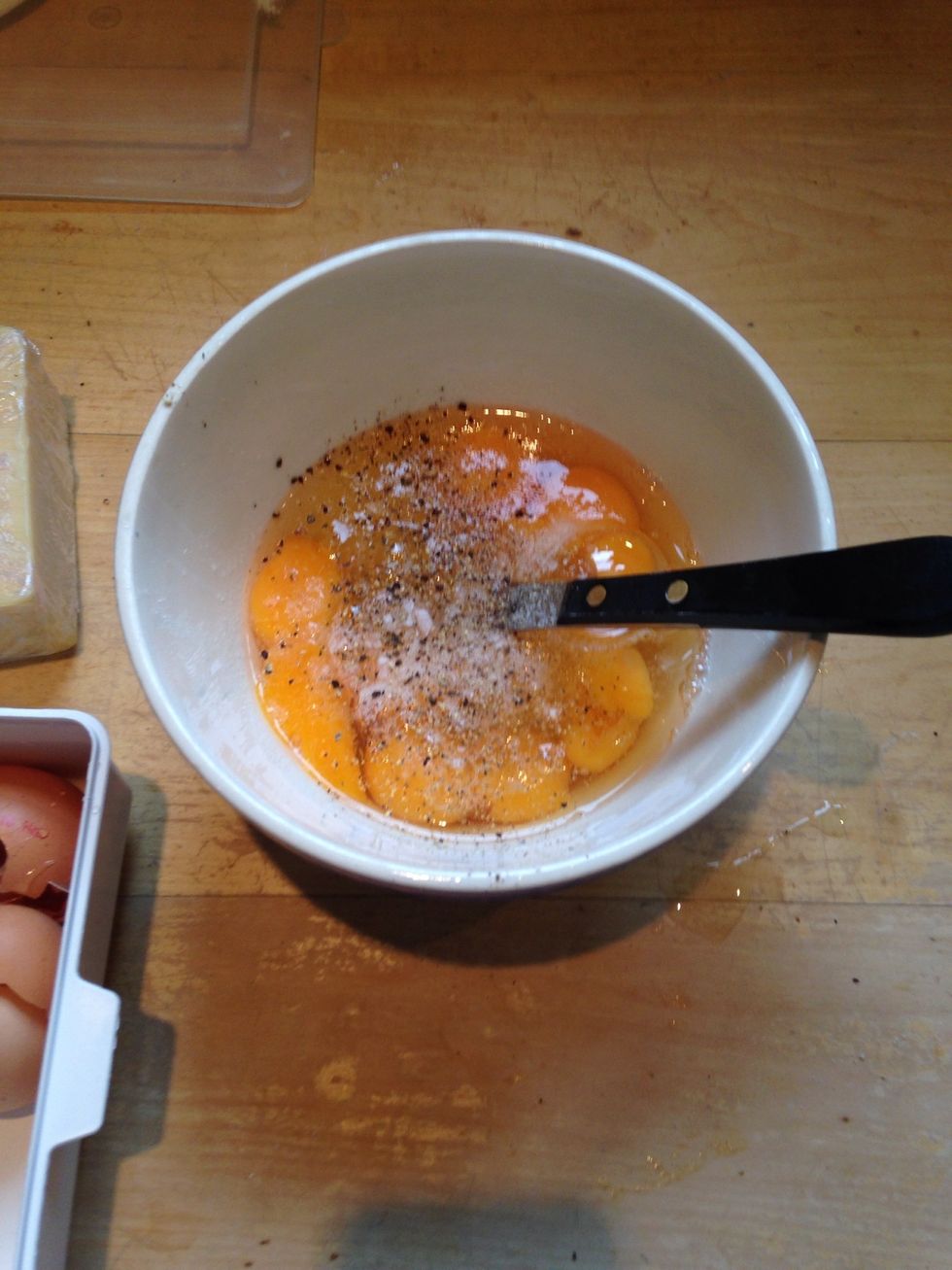 Add 2 large pinches of salt and some pepper