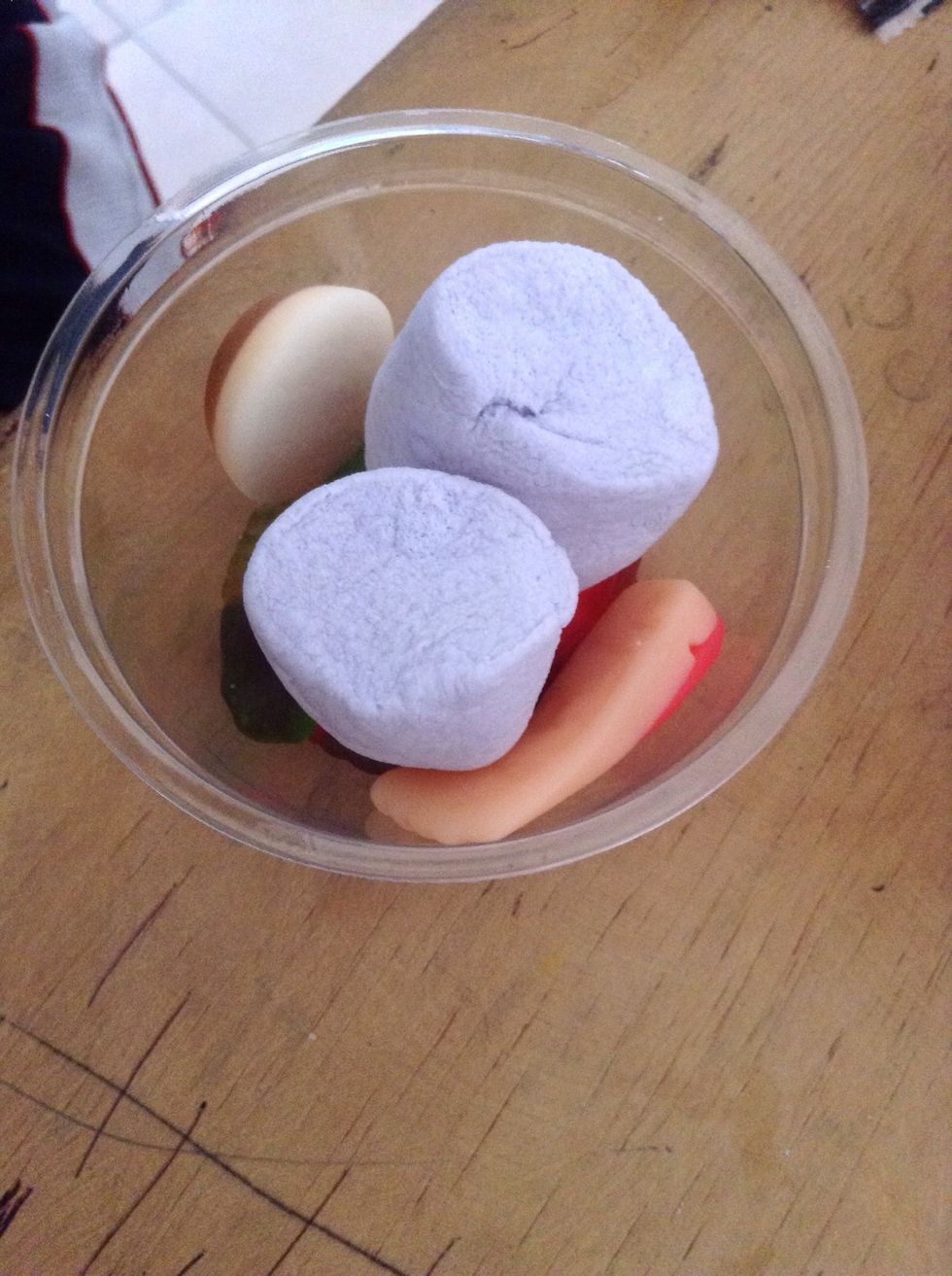Add 2 marshmallows to the cap