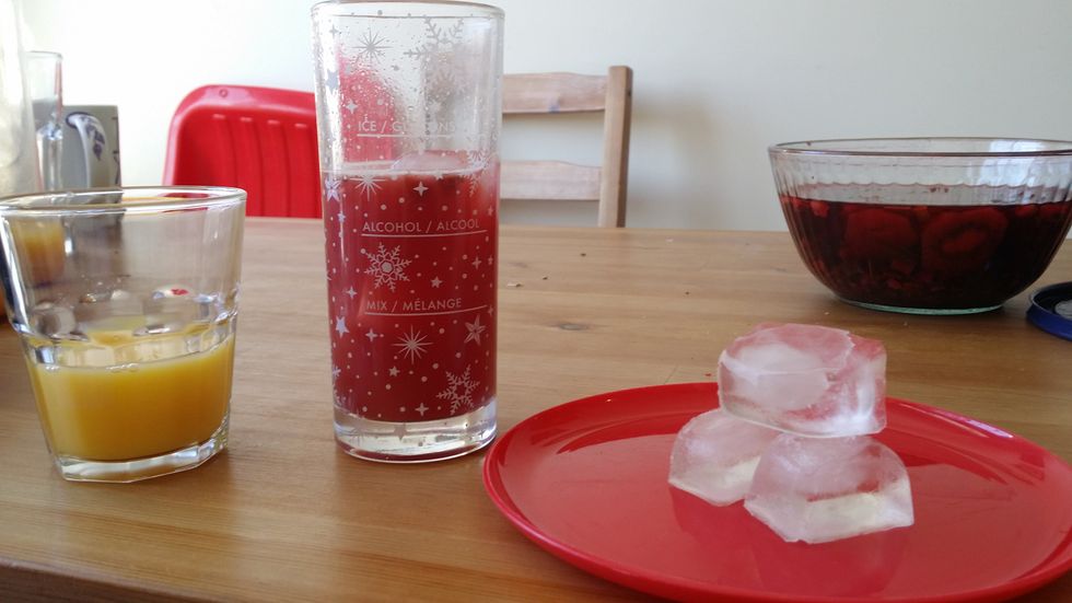 Add 2 Ouncez of Orange, Add Ice plus a teaspoon of honey and Shake!