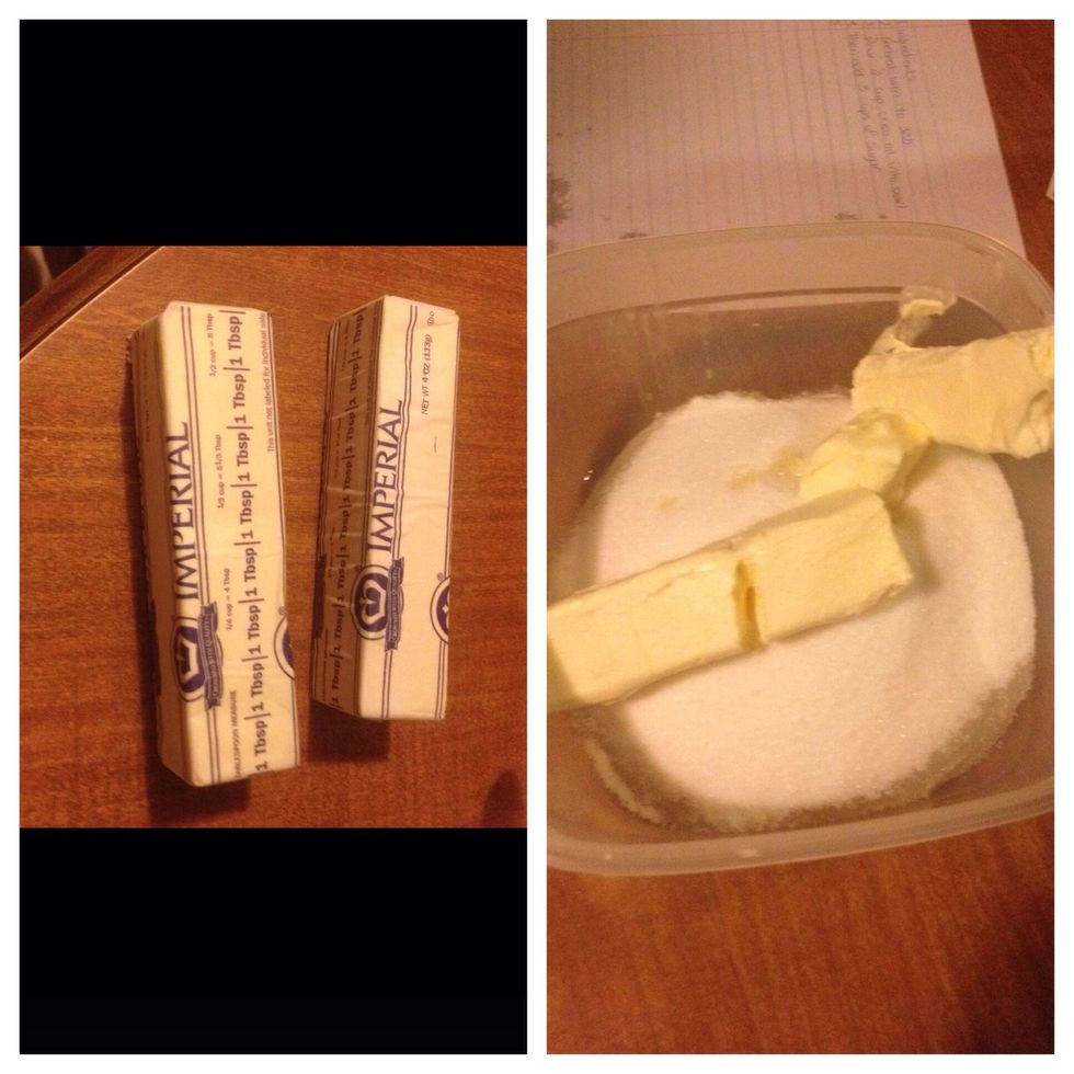 Add 2 sticks of butter to the bowl