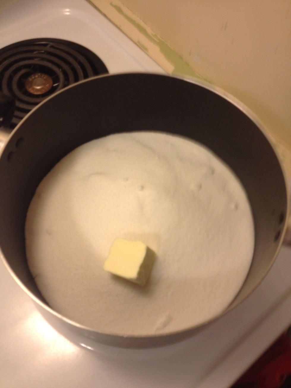 Add 2 T butter to sugar