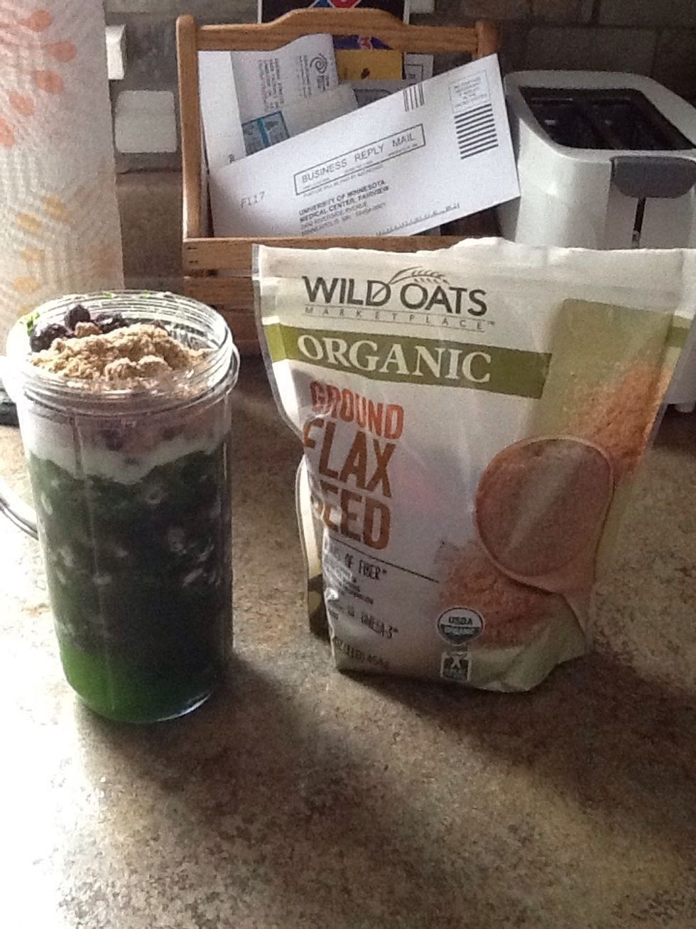 Add 2 tablespoons of ground flax seed. Flax seed is full of fiber and fatty acids which helps with immune and heart health, brain and joint function, soft skin, and much more.