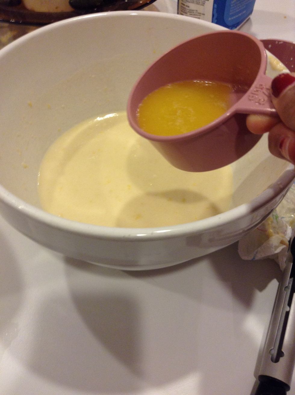 Add 2 tablespoons of melted butter to the mixture.