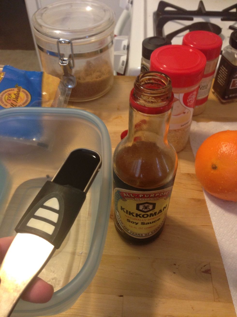 Add 2 tbsp of soy sauce in a separate container.