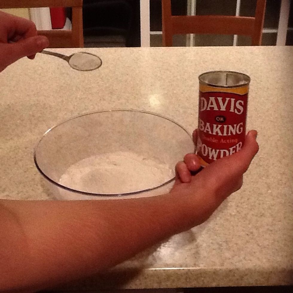 Add 2 teaspoons of baking powder into the mixing bowl or blender