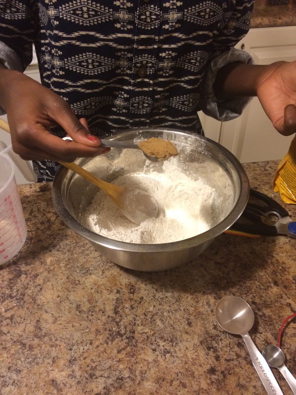 Add 2 teaspoons of brown sugar and mix it in with the previous ingredients