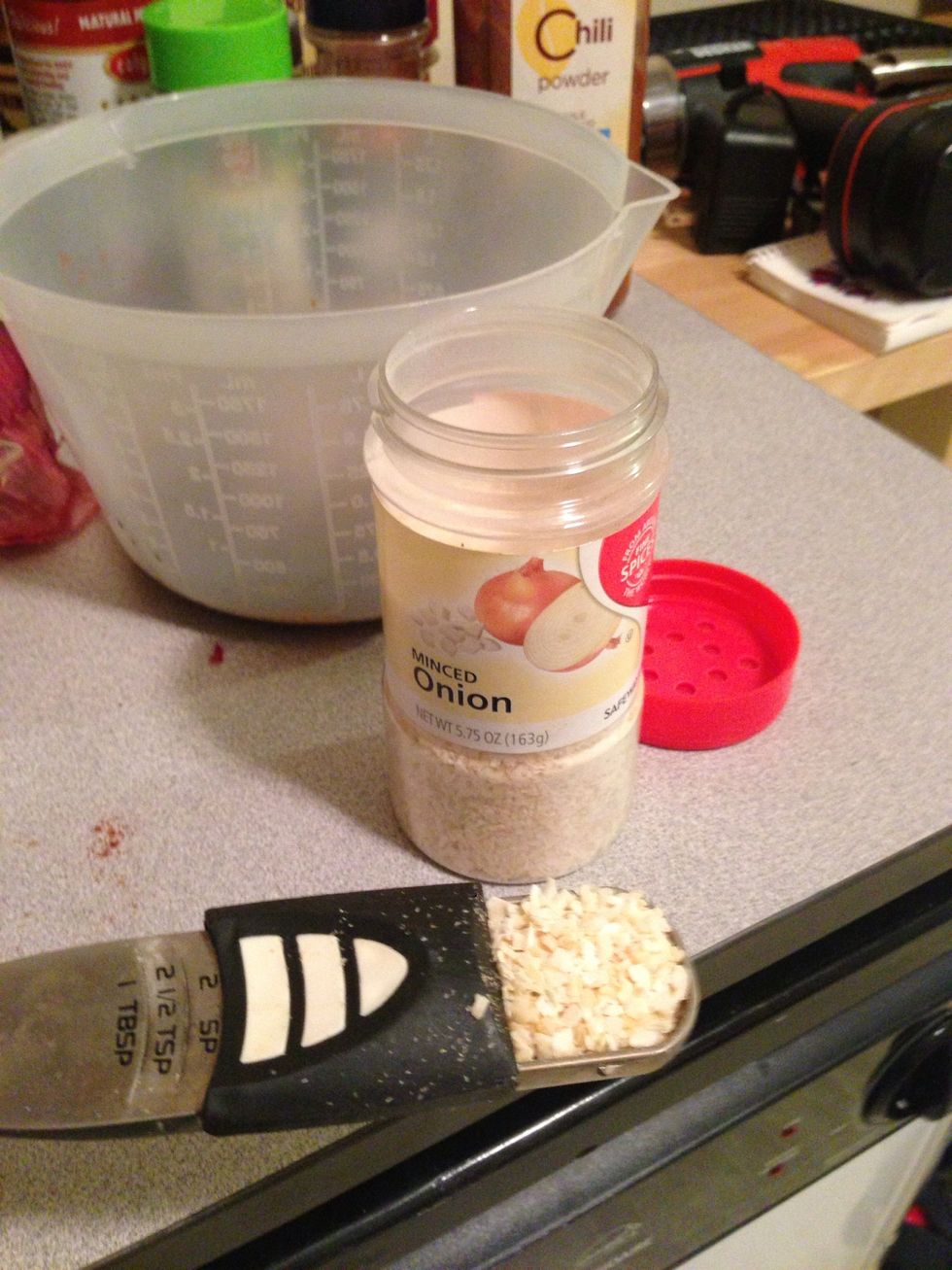 Add 2 tsp of minced onions  to the mixture.