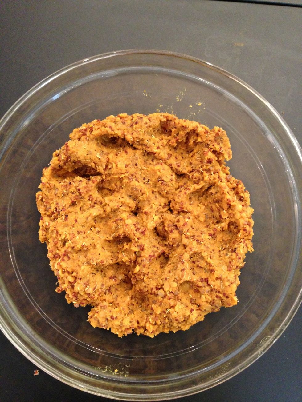 Add 2TBsp olive oil. Adjust spices. Add 1 lemon juice. Mix