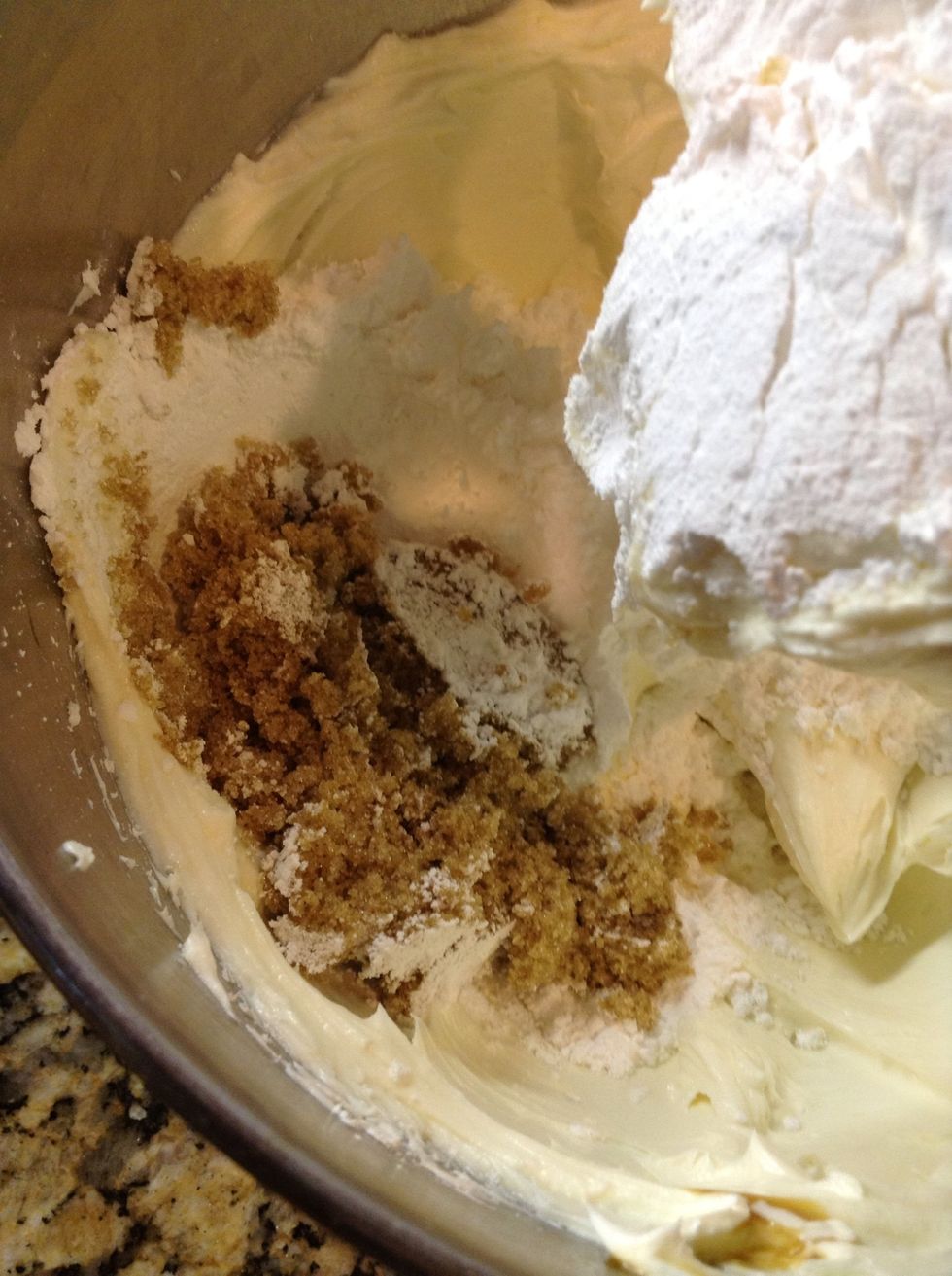 Add: 3/4 c powdered sugar, 1/2 tsp vanilla and 2 TB brown sugar. Mix that well