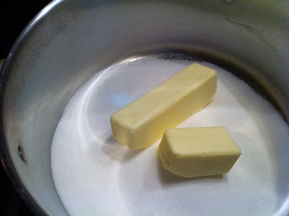 Add 3/4 cup butter or 1 1/2 sticks.