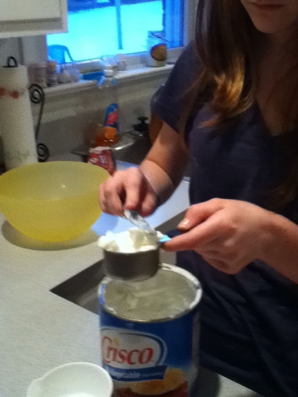 Add 3/4 cup of shortening.