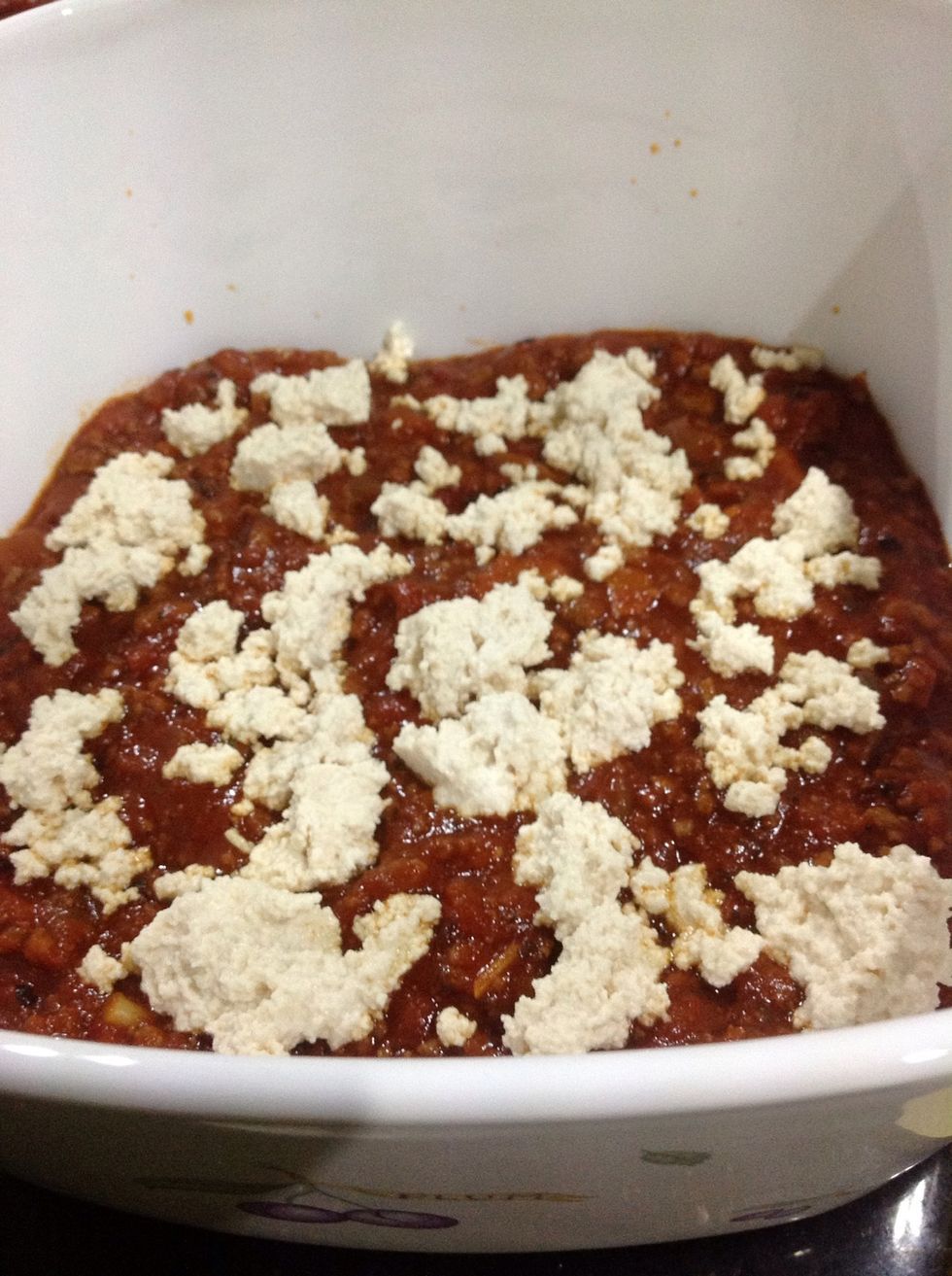 Add 3/4 cup of the ricotta.