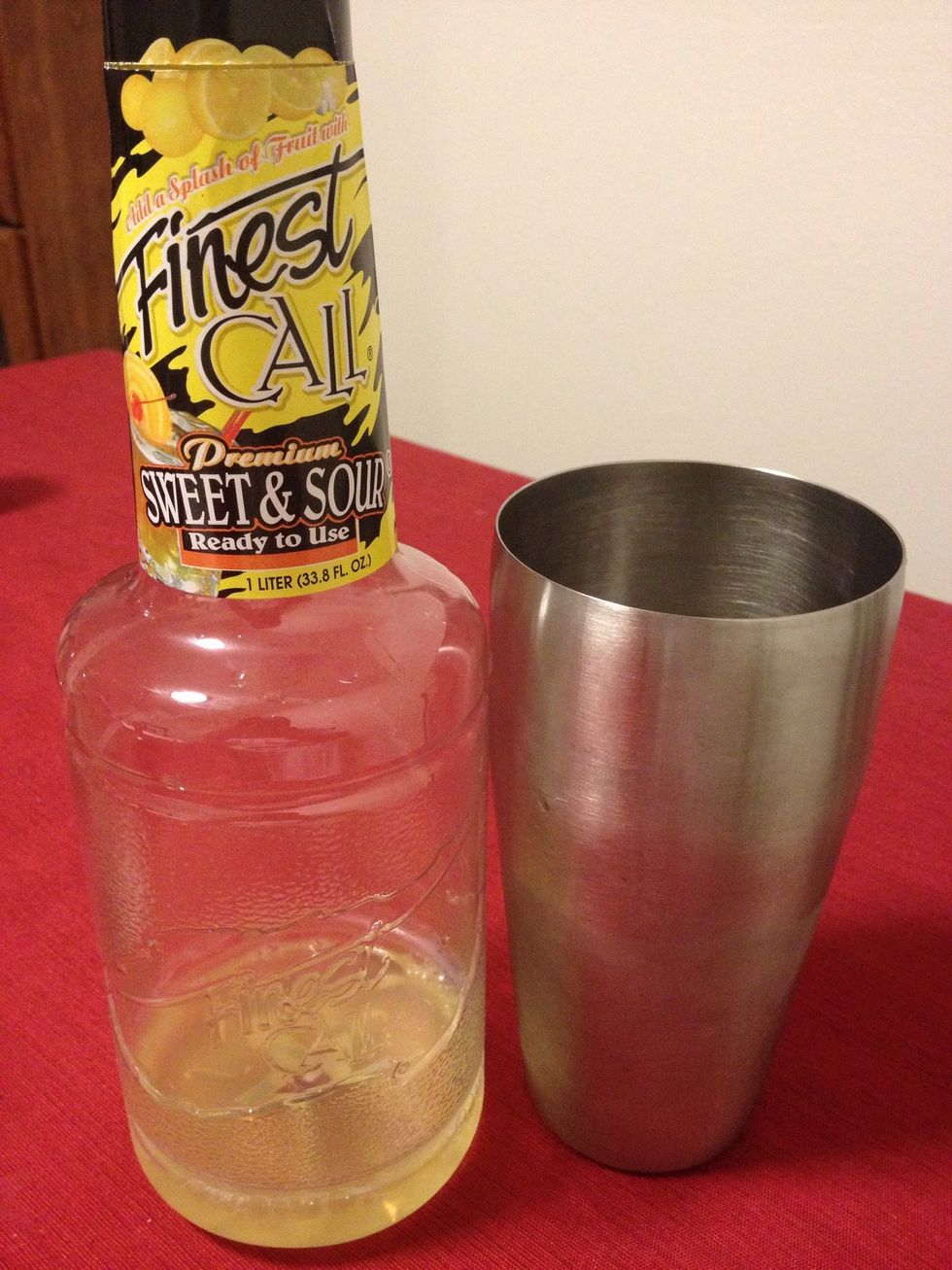 Add 3-4 ounces of Sweet & Sour Mix into your Shaker/Strainer!!