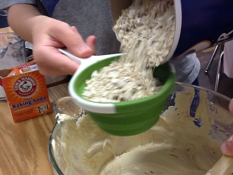 Add 3 cups of dry oats.