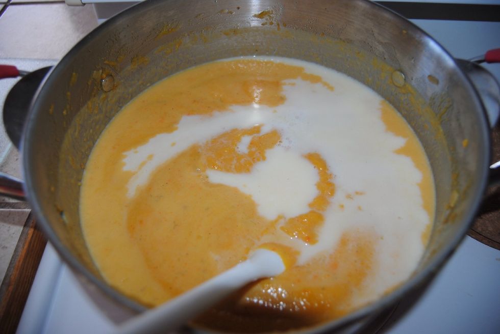 Add 3 cups of Milk and stir