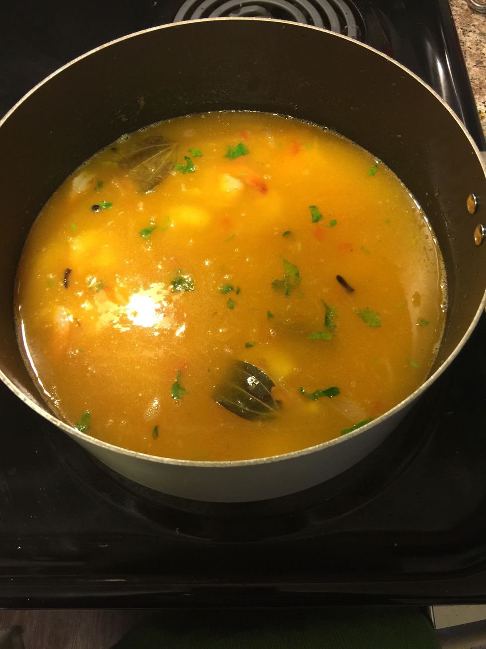 Add 3 cups of warm water and let it cook.