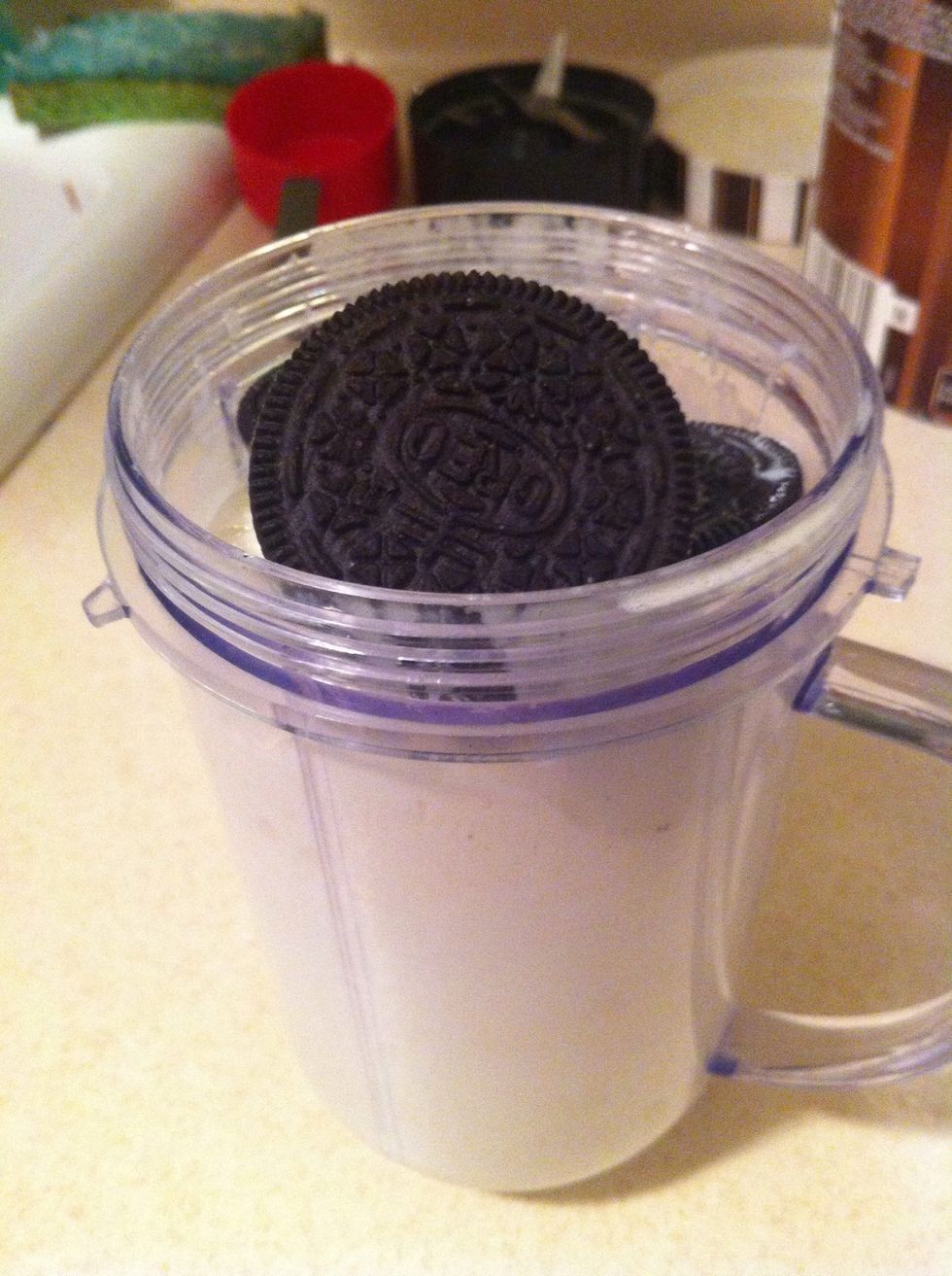Add 3 (or more if you prefer) Oreo cookies.