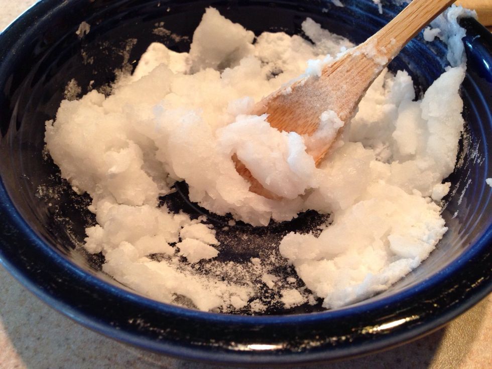 Add 3 tablespoons of baking soda. You can use more or less baking soda based on the level of abrasion you prefer. After mixing, if you find it too abrasive, simply add more coconut oil.