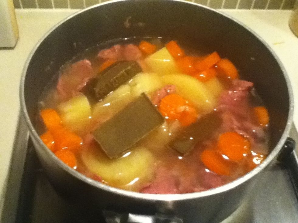 Add 3 to 5 cubes after turning the fire off ( adding more cubes makes it thicker )