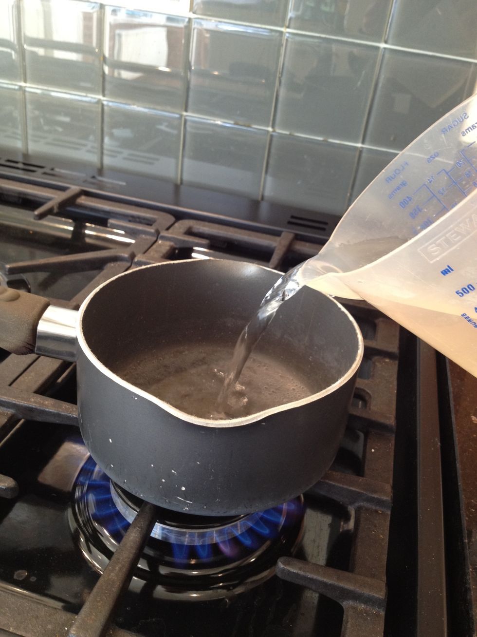 Add 300ml of water to the pan