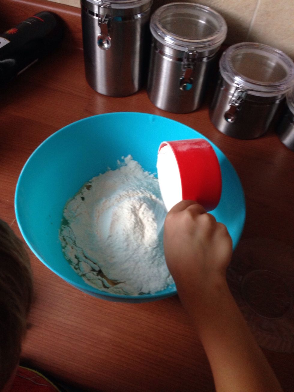 Add 4 1/2 c flour