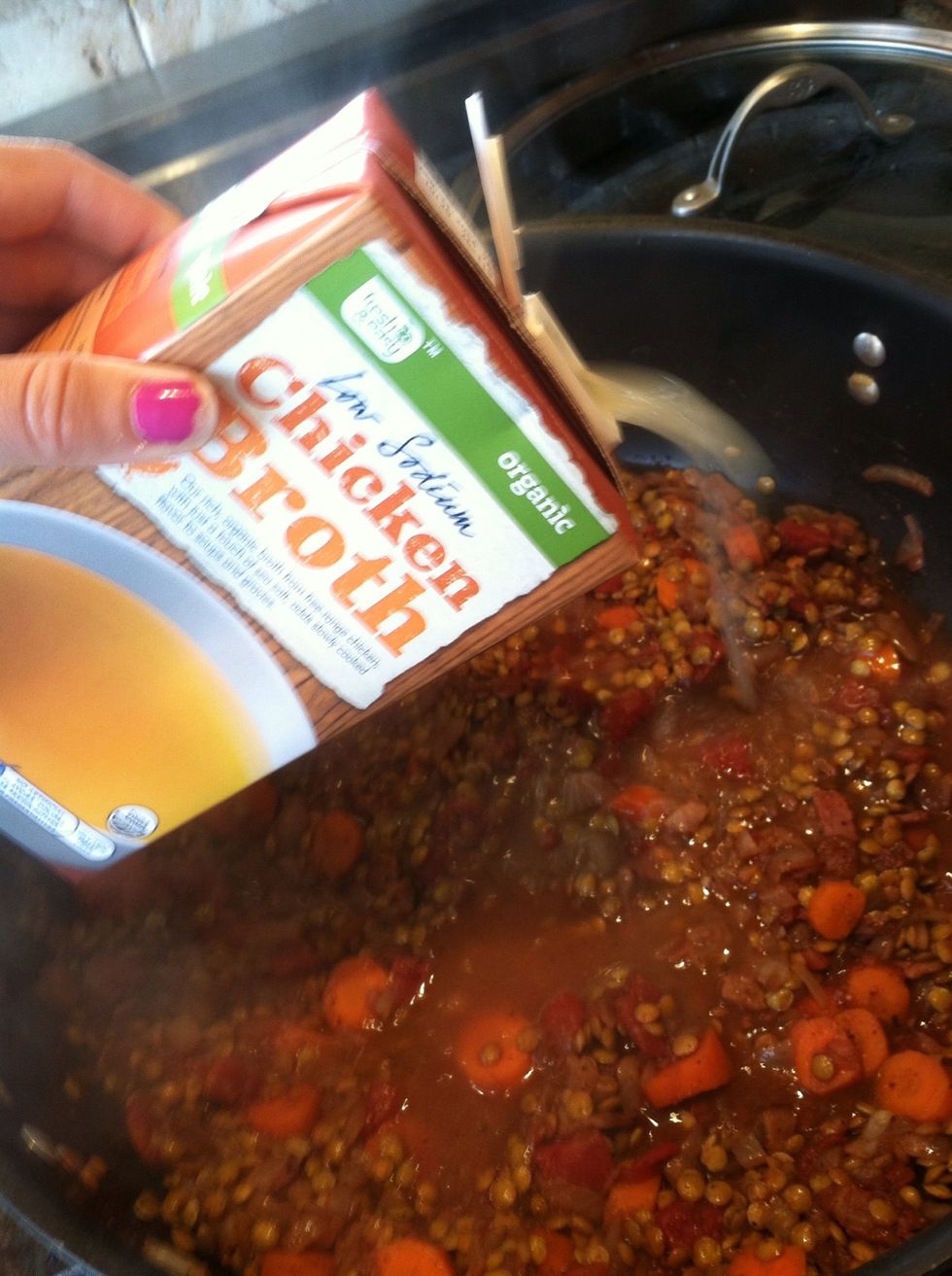 Add 4 1/2 cups chicken broth