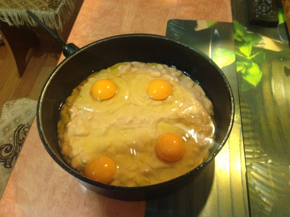 Add 4 eggs.