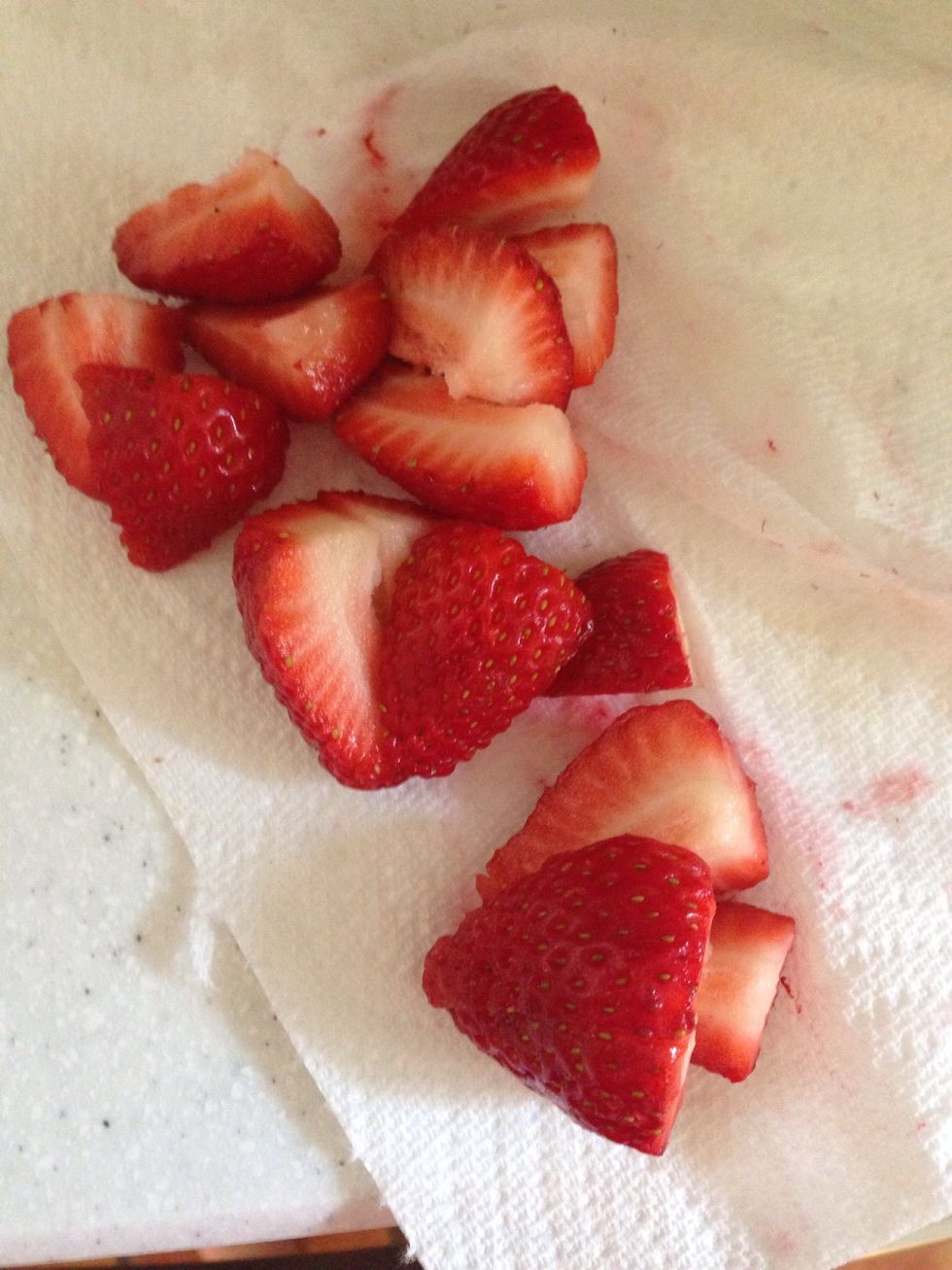 Add 4 strawberries cut up
