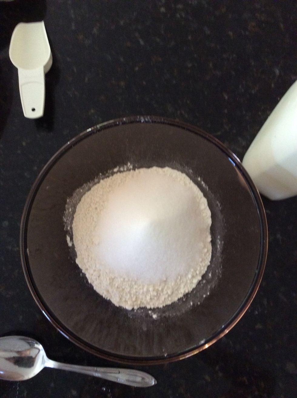 Add 4 tablespoons of Castor Sugar into the mixing bowl with the flour.