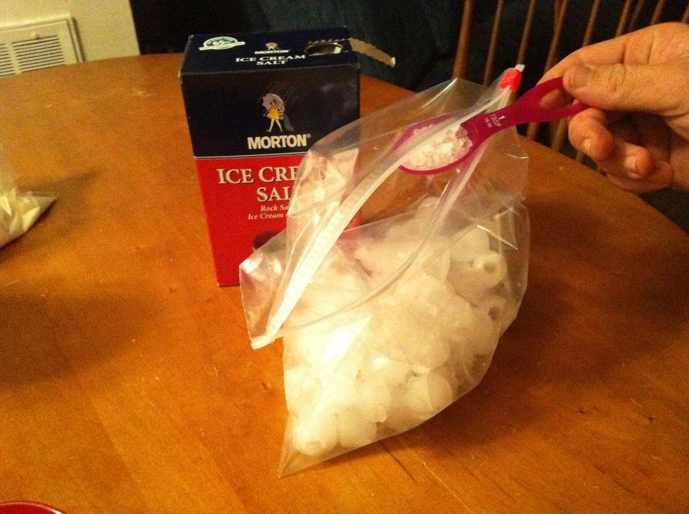 Add 4 tablespoons of Rock Salt to the bag of ice.